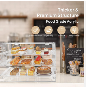 Bánh Rán <span class=keywords><strong>Cookie</strong></span> trong suốt cupcake 3 Khay bánh ngọt Countertop <span class=keywords><strong>Acrylic</strong></span> bánh hiển thị trường hợp - Product Image 2
