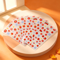 Autocollants pour ongles en forme de tomates cerises en relief, motif grille d'étoiles minuscules, décorations auto-adhésives pour manucure DIY et salon