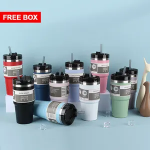 Free box 30oz drink tumblers stainless steel vacuum 20oz tumbler travel car cups mug hot and cold with straw