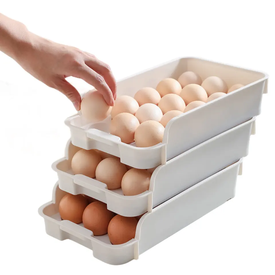 15 rejillas Caja de almacenamiento de huevos Cajón apilable Tipo Bandeja de huevos de gran capacidad Refrigerador Caja de conservación de cocina
