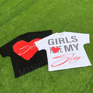 Camiseta personalizada de algodón de alta calidad 300 Gsm con estampado digital y cuello acanalado para hombre - Product Image 1