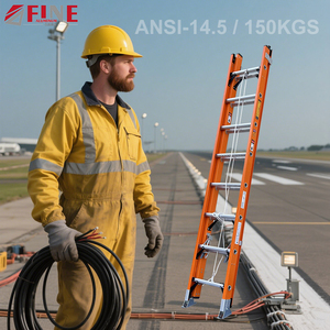 Escalera Extensible Plegable de Fibra de Vidrio con Gancho para Cables, Alta Resistencia, Capacidad de Carga de 300 Libras, para Uso en Exteriores, Escaleras y Almacenes - Product Image 1