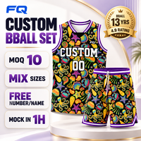 Set Jersey dan Celana Pendek Basket Kustom FQ Motif Gurita dan Ubur-ubur Warna-warni Pakaian Streetwear Seragam Bola Basket Pria Wanita Tim Klub