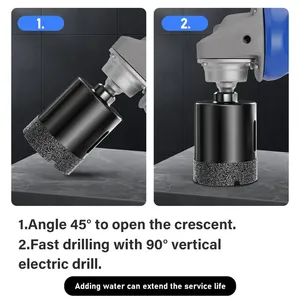 M10 diamante brasato pieno di piastrelle di ceramica apriscatole di perforazione a secco di vetro punta per piastrelle di marmo apertura 6-60mm - Product Image 6