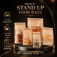 Kantong Roti Cetak Khusus Food Grade dengan Jendela Transparan dan Ikat Kuningan untuk Kemasan Roti Baguette, Sandwich, dan Kue