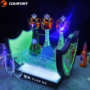 Tùy chỉnh Acrylic rượu chai thuyết trình Champagne Led Ice Cooler xô glorifier thuyết trình