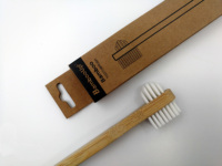 Brosse à dents double face 100% Moso à poils moyens, écologique, pour prothèses dentaires, usage domestique