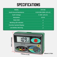 Testeur de Résistance Numérique de Terre DY4100 Haute Précision 0-2000 Ohms, Instrument de Mesure de Résistance de Terre Mégohmmètre
