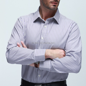 Herren-Anzughemden Hochwertige Schweißabsorbierende Baumwolle Langarm Maßgeschneiderte Gestreifte Anzughemden für Business - Product Image 3