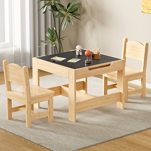 Juego de mesa <span class=keywords><strong>y</strong></span> silla de madera maciza para niños, juguetes, escritorio para niños pequeños, aula, Educación Temprana familiar, lectura, escritura, sillas para niños, escritorio - Product Image 2