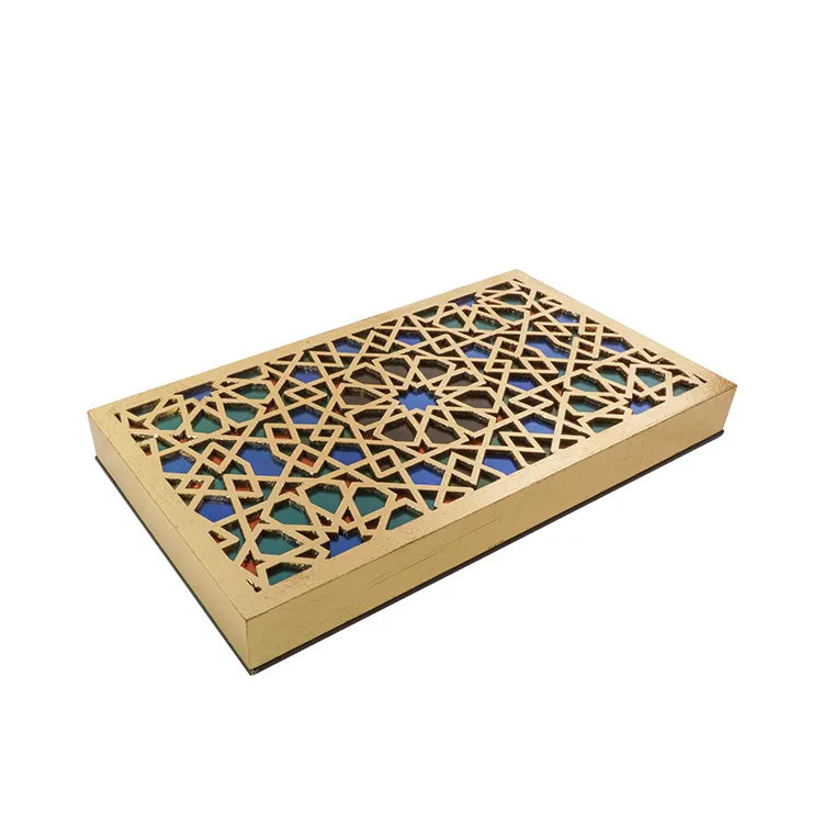 Caja de almacenamiento de madera para tarta de Ramadán, caja de regalo de Oriente Medio con grabado de fecha de Chocolate de madera de lujo de fábrica