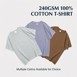 Camiseta de algodón grueso para hombre, 240 g/m², 100 % algodón, camisetas personalizadas para hombre, lisas, al por mayor, manga corta, camiseta de verano - Product Image 1