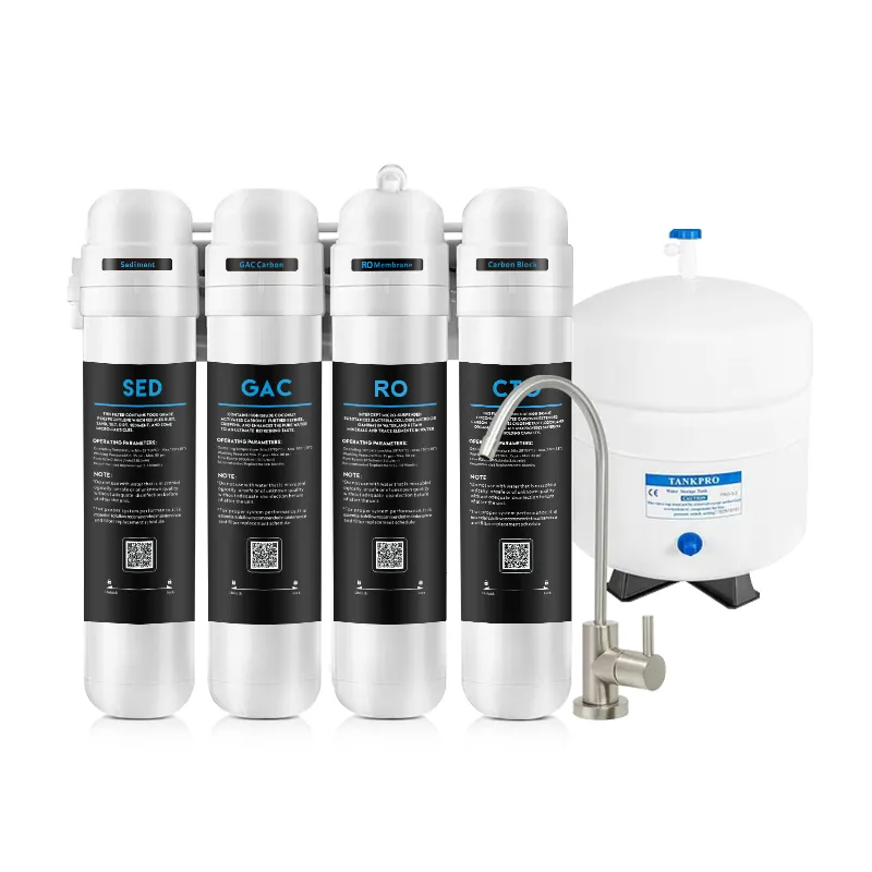 K5-100GPD低圧ポータブルRO飲料水フィルター逆浸透システムポンプなしシンケ水フィルター下