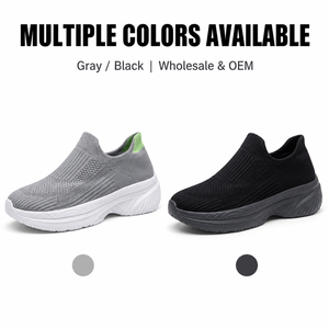 Chaussures de sport quotidiennes pour femmes, respirantes, en tissu extensible, avec amorti, légères, à enfiler, grandes tailles, chaussures de marche décontractées - Product Image 1