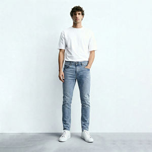 2026 Trend Açık Mavi Slim Fit Erkek Kot Vintage Yıkanmış Streç Denim Pantolon Rahat İş Yumuşak Pamuklu Erkek Pantolon - Product Image 2