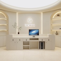 Comptoir de réception minimaliste moderne style Wabi-Sabi avec rangement pour salons de beauté, magasins de vêtements, petites boutiques - MDF