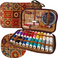 130 pièces Kits de couture de voyage, Trousse à outils en cuir, Coffret cadeau de Noël portable et élégant, Mini kits de couture, Vente en gros et achat en gros de marques