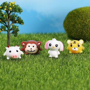 Figurines d'animaux de dessin animé singe et cochon, ornements miniatures en résine, décoration de la maison, artisanat artistique - Product Image 3