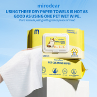 Mirodear 80pcs Tisu Hewan Peliharaan Ekstra Tebal 3D Pearl Embossed Tisu Perawatan Anjing Bebas Serat Penghilang Bau Tisu Basah Kucing
