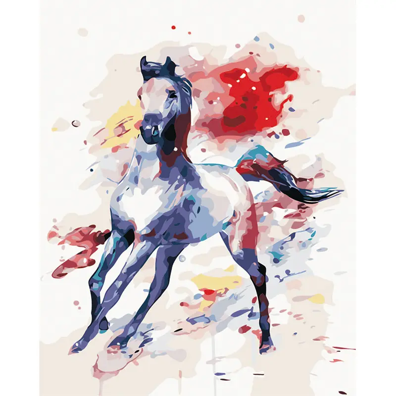 Popular hot selling pure hand drawn animal horse painting by numbers DIY color filling decorative painting