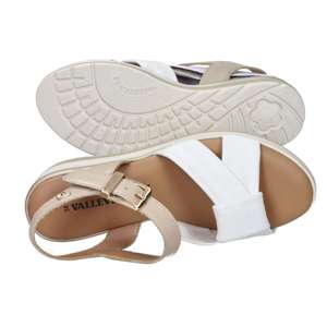 Valleverde Donna Sandalwood White <b>Beige</b> 5.5 Cm Heel Wedge Sandals Size 35 - Product Image 6