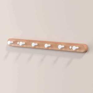 Solid Wood Wall Mounted <b>Hooks</b> With Aluminum Hangers For Bathroom <b>Kitchen</b> No Drill Self Adhesive <b>Hook</b> Rack - Product Image 4