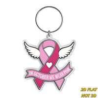 Porte-clés en acrylique Ruban Rose avec Ailes – Accessoire de Sensibilisation « Nous Portons du Rose en Octobre » pour Clés, Sacs, Sacs à Dos – Article de Soutien