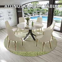 Table à manger en pierre frittée marbrée 6 places de Chine, style moderne et luxueux, plateau rotatif, pieds en métal, livraison directe, mobilier de maison, garantie 1 an