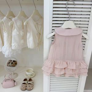 Robe d'été rose à volants et nœud pour filles, style princesse, tenue de fête mignonne pour enfants - Product Image 2