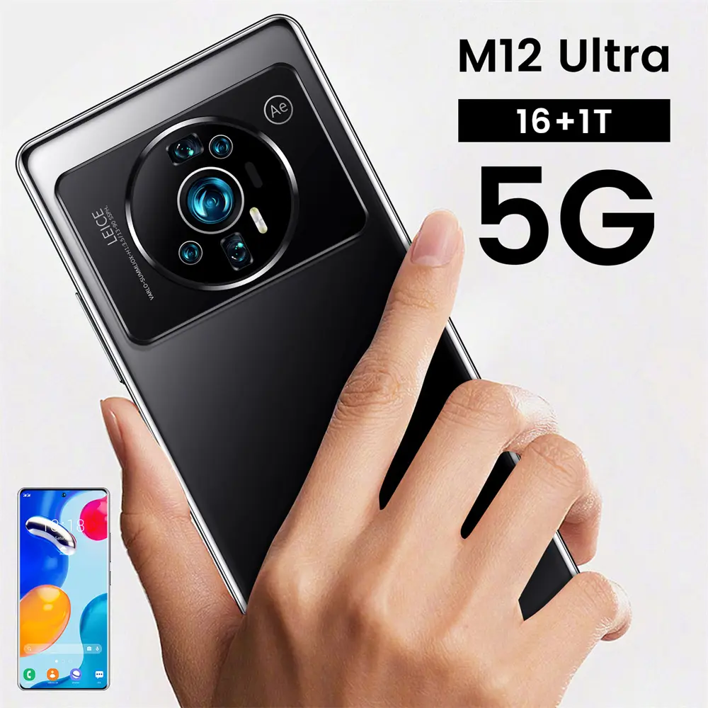 Hot sell 7.3'' HD AMOLED face/fingerprint unlocked branded smartphone redmi m12 12s mobile phones for free simple cellphones