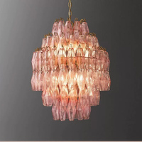 Lustre LED Doré Américain, Créatif, Postmoderne, Luxe, en Verre, pour Restaurant, Chambre, Salle d'exposition, Salon de beauté