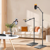 Trépied de sol réglable de 170 cm pour smartphones, réglage multi-angles et de la hauteur, idéal pour le streaming en direct, les appels vidéo et le travail à domicile