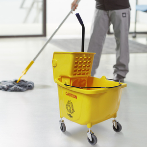 Cubo y Escurridor de Plástico Amarillo Comercial Goodman, Capacidad de 36 L, Carro de Limpieza de Pisos Ecológico - Product Image 4