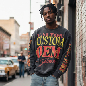OEM Custom LOGO Digital Printing Distressed Print Heavyweight Streetwear 400 GSM <b>Pullover</b> <b>Men's</b> Crew Neck Sweatshirt - Product Image 2