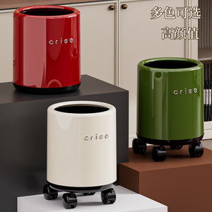 Crieo Waste <b>Bin</b> Cylindrical Large Capacity Wheeled Indoor Use - Product Image 5