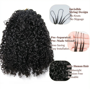 Nouvelles extensions de cheveux humains en crochet tressé, installation et retrait plus rapides, 100% cheveux humains, <span class=keywords><strong>afro</strong></span> bouclé, ajustement du volume des cheveux librement - Product Image 4