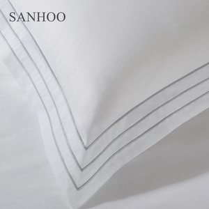 SANHOO 탑 호텔 침구 시트 300TC 면 침대 세트 자수 킹 사이즈 침실 세트 호텔 럭셔리 이불 커버 세트 - Product Image 2