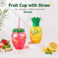 Nieuwe mode BPA-vrije draagbare aardbeivormige ananas 500ml plastic fruitsap drinkfles