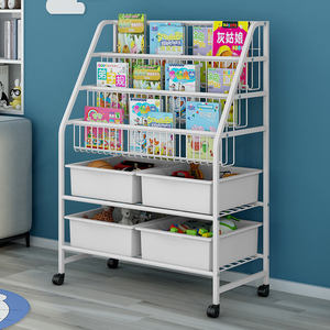 Estante de Almacenamiento de Juguetes Simple para Sala de Estar, Estantería Metálica para Guardería, Caja de Almacenamiento de Plástico, Librería con Ruedas - Product Image 4