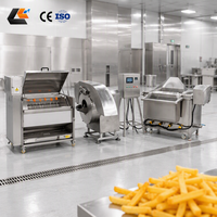 Ligne de production de frites avec éplucheuse et machine à couper les pommes de terre certifiées CE, friteuse à frites continue