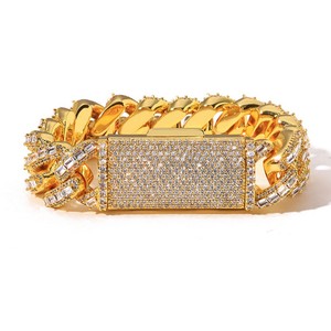 สร้อยข้อมือฮิปฮอปทรงสี่เหลี่ยมประดับเพชรซิร์คอนขนาด 18 มม. สไตล์คิวบา แฟชั่นอเนกประสงค์ เครื่องประดับผู้ชาย แทนจิง - Product Image 5