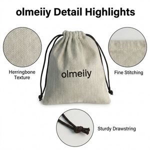 Pochette en coton à chevrons avec cordon de serrage pour bijoux – Sac d'emballage haut de gamme, petit, réutilisable, écologique, minimaliste, luxueux et doux - Product Image 4