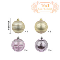Boules de Noël Madelyn de haute qualité, 16 pièces, 8 cm, rouge et vert, en plastique incassable, respectueuses de l'environnement