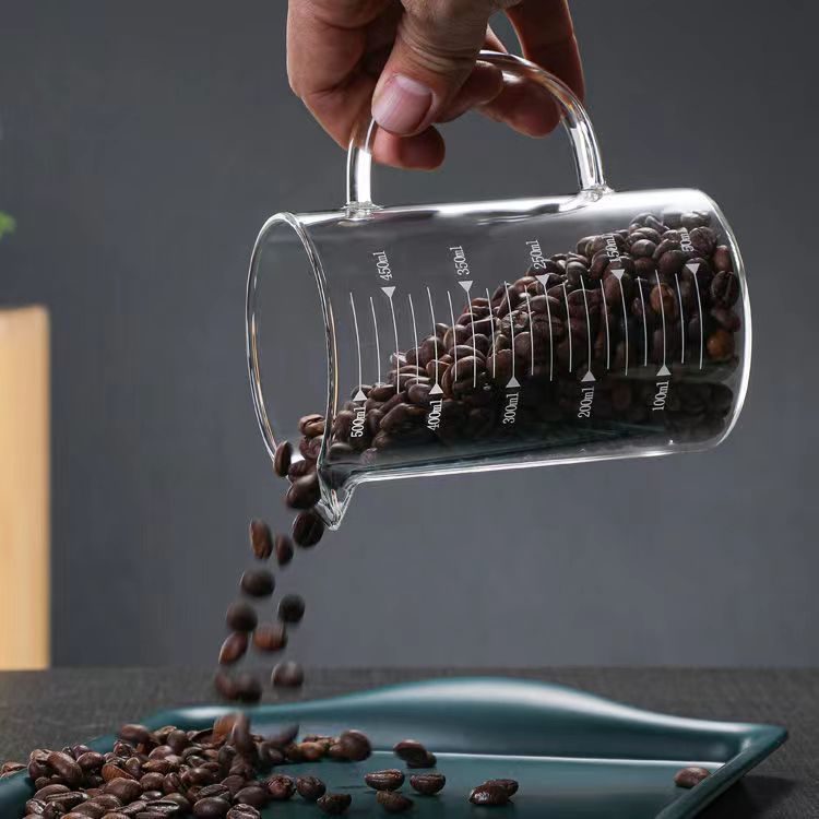 custom high borosilicate glass measure cup with Easy to Grab Handle measuring cups glass borosilicate