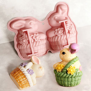 MUYULINS Factory Easter 2-Cavity Rabbit LFGB Platinum Grade Non-Stick Easy Release BPA-Free <b>Silicone</b> Mousse Cake Mold - Product Image 2