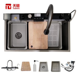 Wastafel dapur pintar, wastafel dapur pintar tampilan Digital LED pintar baja antikarat Modern multifungsi - Product Image 2