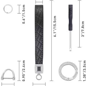 Porte-clés en cuir pour poignet, porte-clés de voiture avec 5 anneaux porte-clés et anneau en D anti-perte - Product Image 3