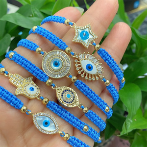 Réglable Dainty <span class=keywords><strong>Evil</strong></span> Eyes Perlé Bracelet Cubique Zircone À La Main Rouge Corde Protection Bijoux Chanceux <span class=keywords><strong>Evil</strong></span> Eyes Bracelet - Product Image 2