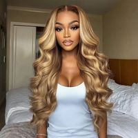 Perruque en cheveux naturels vietnamiens bruts, ondulée, couleur 613 Honey Brown, avec dentelle frontale 5x5 complète, densité 200, pour femmes noires