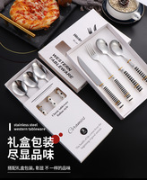 Ensemble de couverts en acier inoxydable avec manche en céramique à motif ondulé noir et blanc, couteau à steak, fourchette, cuillère, pour la maison, l'hôtel, la table